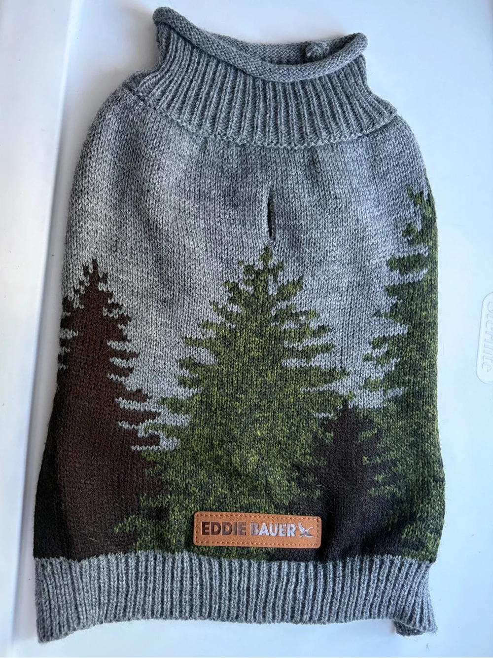 Eddie Bauer small dog Gray Forest-Print Knit Sweater